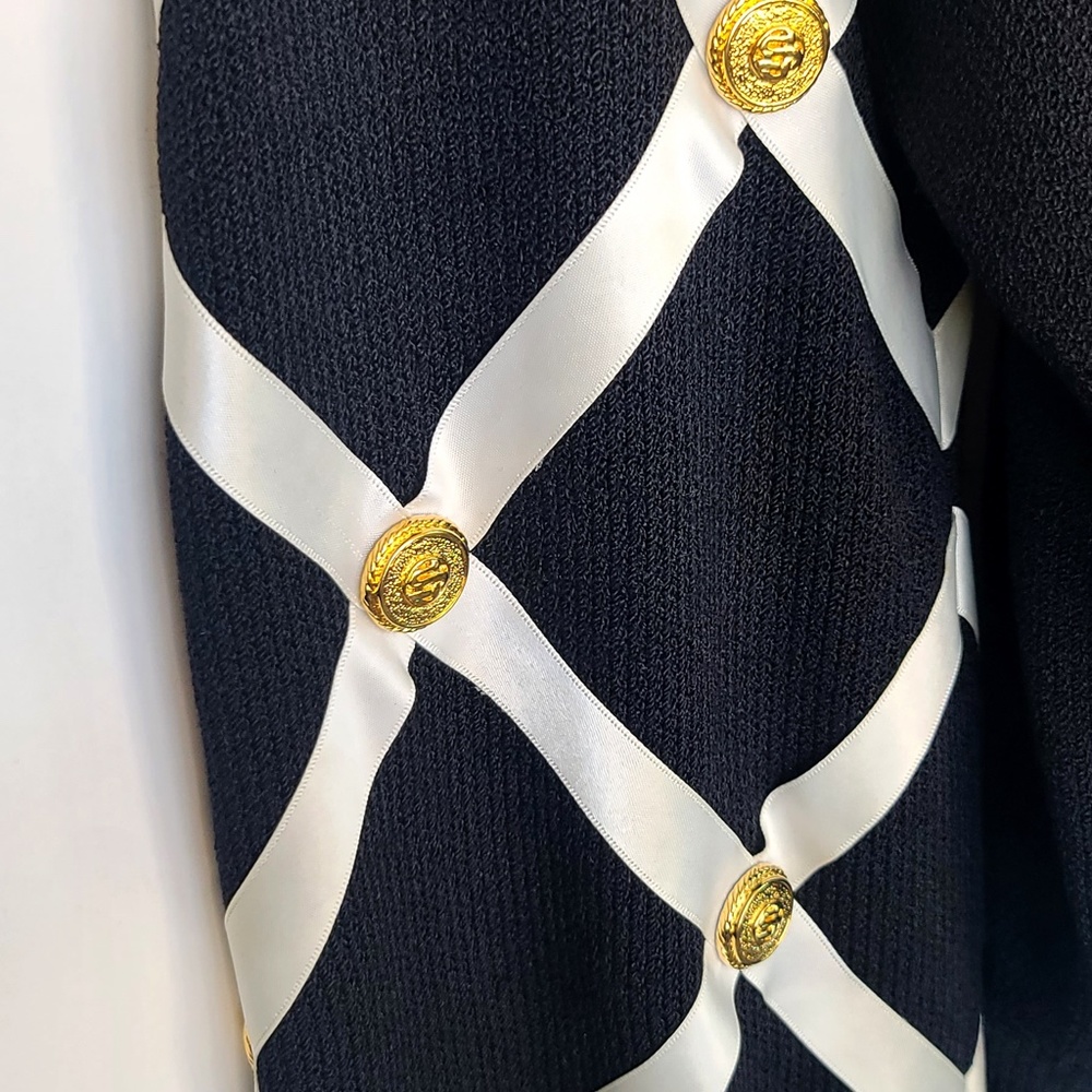 St Johns Long Sleeve Zip Black knit Jacket with Ribbon Detail - Picture 4 of 5